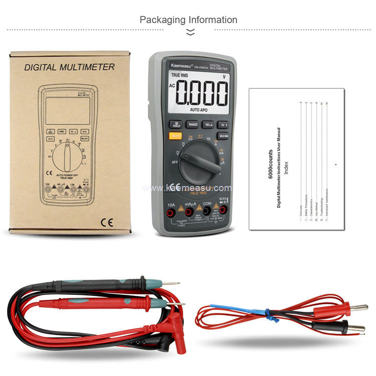 카메아수 03A 고정밀 디지털 멀티미터 6000 셀 자동 범위 1000V AC DC 스마트 멀티미터