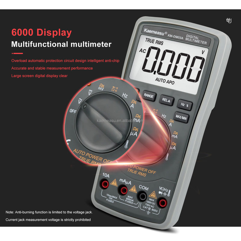 고 정밀성 반 화상 1000V 디지털 멀티미터 LCD 화면 볼트미터 True RMS 기능 온도 탐사기와 멀티미터
