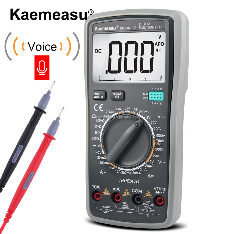 전문 스마트 디지털 멀티미터 검사기 전원 공급 9V 6F22 배터리 * 1 02S 벤치 1000V 자동 범위 회색