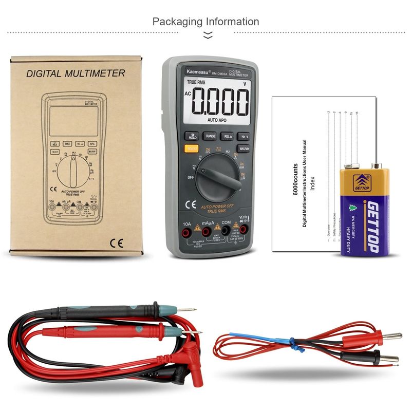 03A 산업용 고정도 오토렌지 스마트 디지털 멀티미터 NCV 1000V AC DC 멀티미터 스마트 디지털 멀티미터