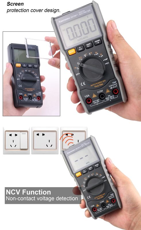 방화 방지 전기 멀티미터 True-rms Ncv Ohm Hz Tester 온도 탐사기와 함께 스마트 디지털 멀티미터