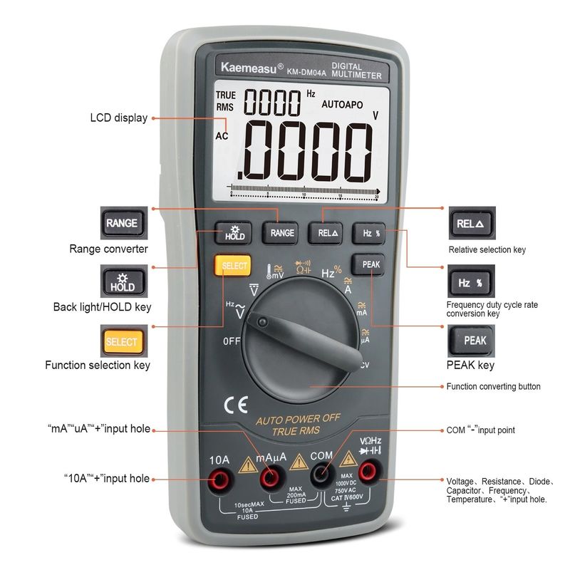 ABS 전기 부품 04A OEM ODM 오토 라인업 스마트 멀티테스터 실험실 장비 DC/AC 20000 카운트 디지털 멀티미터