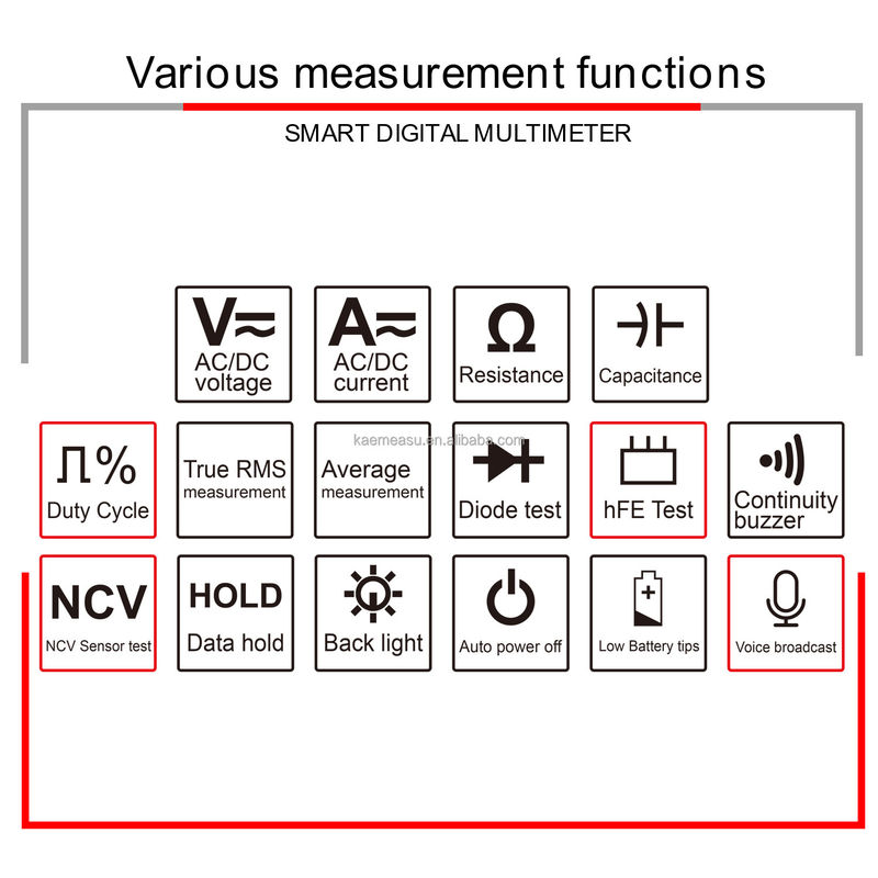 OEM ODM 전자 멀티미터 DC AC NCV 전문 True RMS 테스터 자동 범위 스마트 음성 보고서 멀티미터