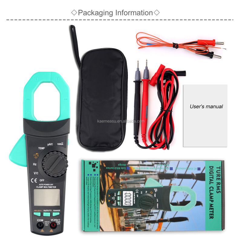 빅 클램프 멀티미터 T-RMS AC DC 1000V 1000A 다이오드 테스트 연속성 버저 디지털 클램프 미터