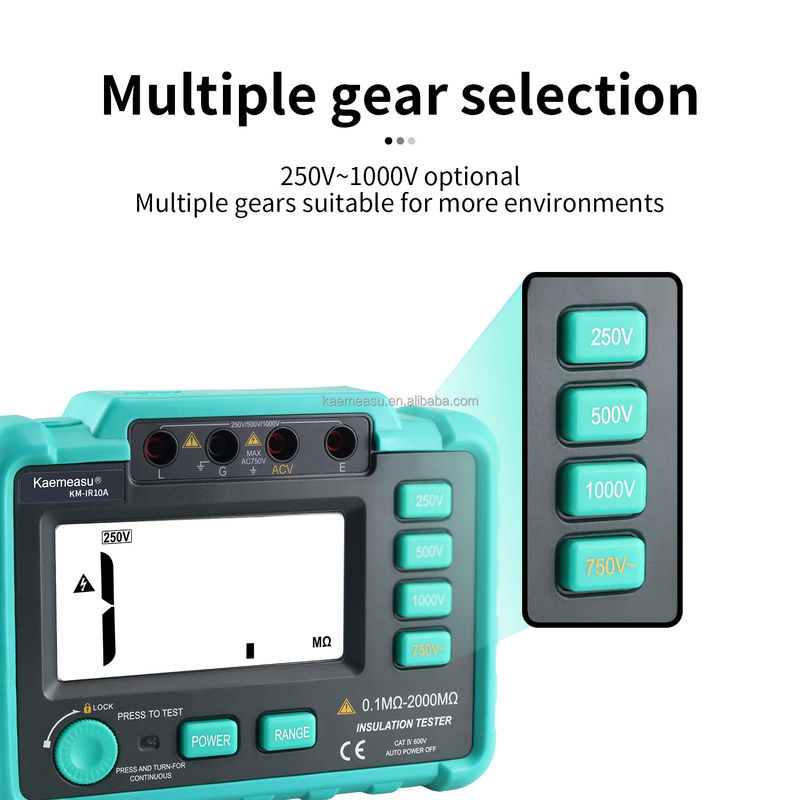 과부하 보호 및 측정 범위 최대 2000MΩ 클래스 1 250V 500V 1000V