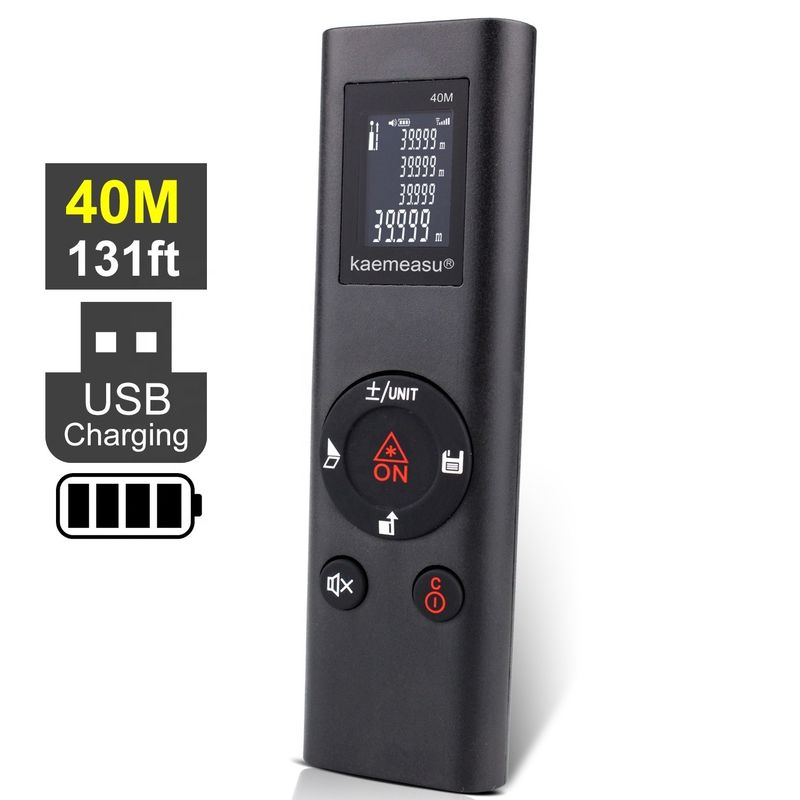 40m 미니 휴대용 USB 재충전 레이저 거리 측정기 고 정밀 적외선 전자 릴러 레이저 거리 측정기