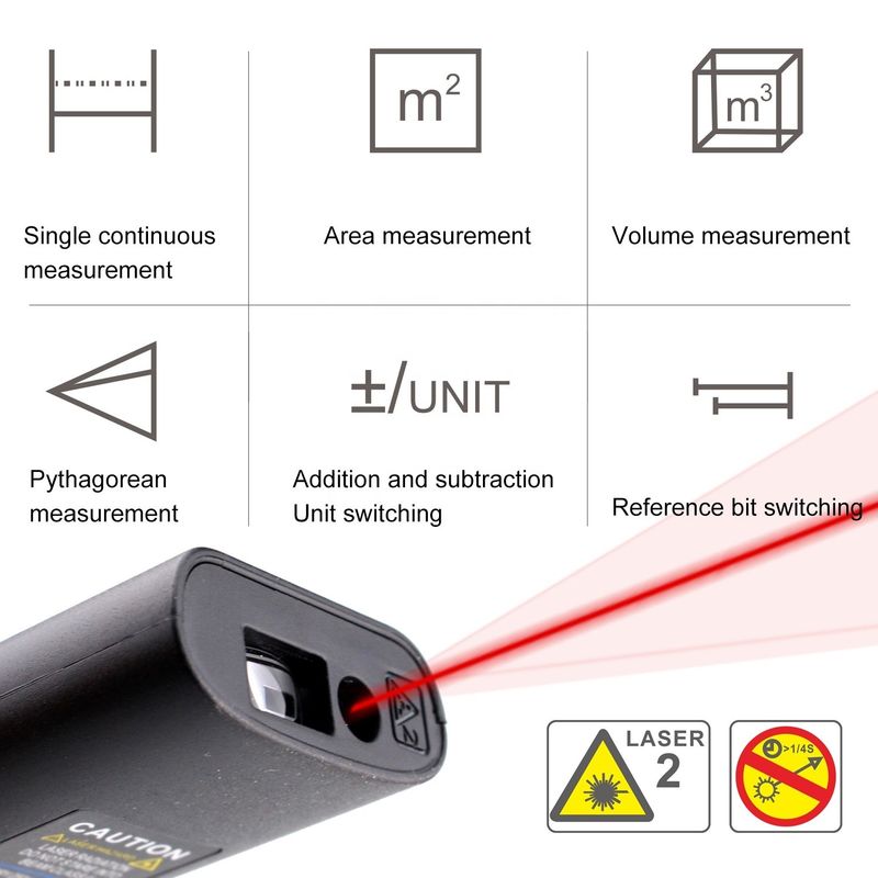 40m 미니 휴대용 USB 재충전 레이저 거리 측정기 고 정밀 적외선 전자 릴러 레이저 거리 측정기